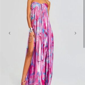 Retrofete Pink and Blue Prom Dress